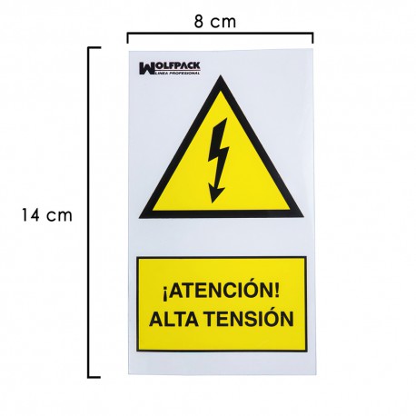 Cartel Adhesivo Alta Tension 80 x 140 (Alt) mm.