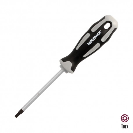 Destornillador Torx Inviolable Acero S2 Mango TPR Bimaterial. Medida T20 x Ø 5,0 x 75 mm.