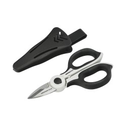 Tijeras Electricista 155 mm. Mango TPR Plus No tension. Con Funda Hojas Acero Inoxidable, Tijeras Cortar Cable, Pelacables