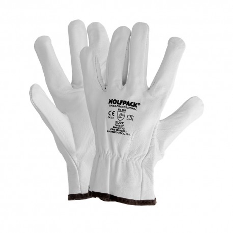 Guantes De Trabajo De Piel Flor De Vacuno, Proteccion Laboral, Riesgos Mecanicos, Guantes De Seguridad De Cuero. Talla 10" (Par)