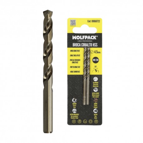 Broca Cobalto Hss Cilindrica 4,50 mm. Blister 2 Unidades.