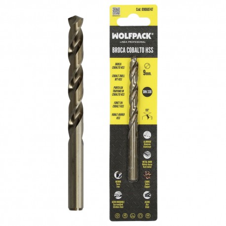 Broca Cobalto Hss Cilindrica 9,00 mm. Blister 1 Unidad.