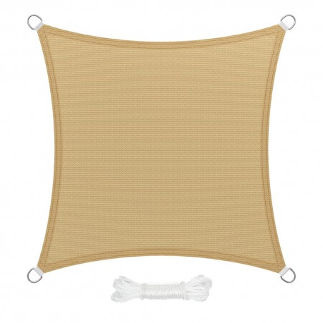 Toldo Vela Sombra Jardin Cuadrada 3,6x3,6 metros Beige