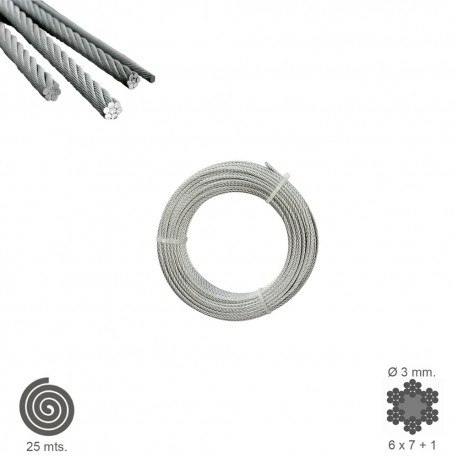 Cable Galvanizado   3 mm. (Rollo 25 Metros) No Elevacion