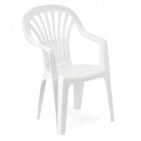 Silla Resina Monoblock Respaldo Alto Blanco Zena